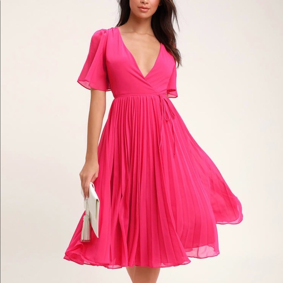 lulus pink wrap dress